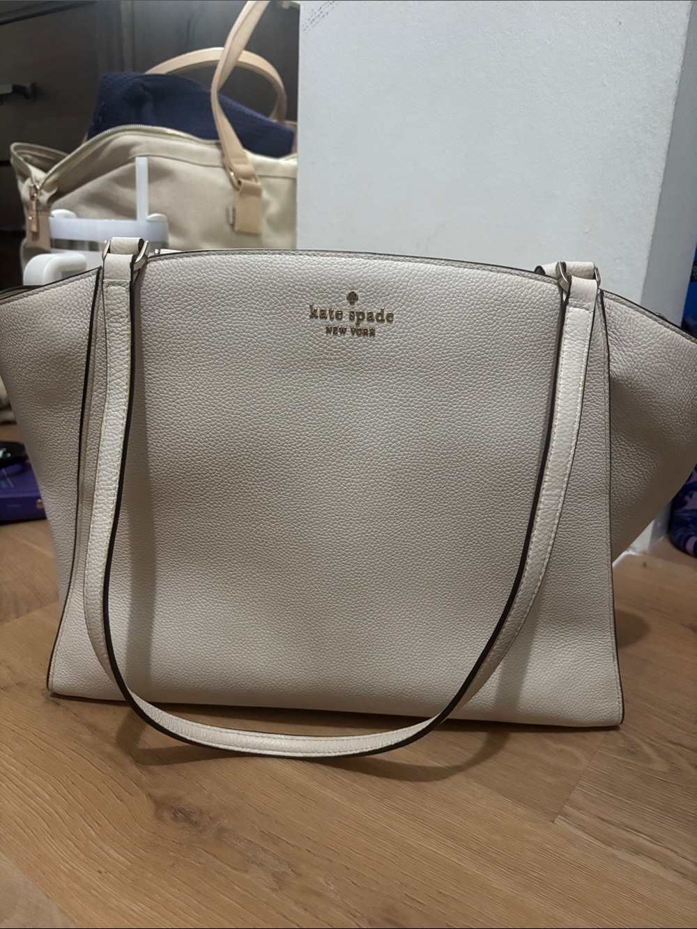 kate spade Cream Pebbled Leather Tote